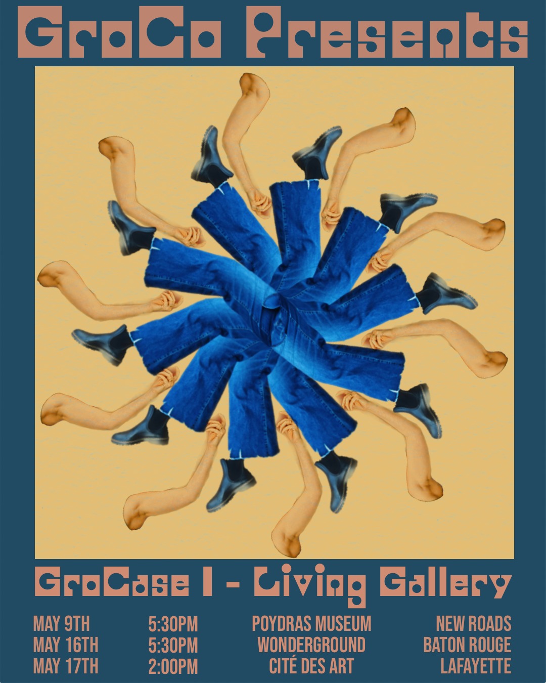 flyer for GroCo dance exhibition, 5:30 PM at Wonderground